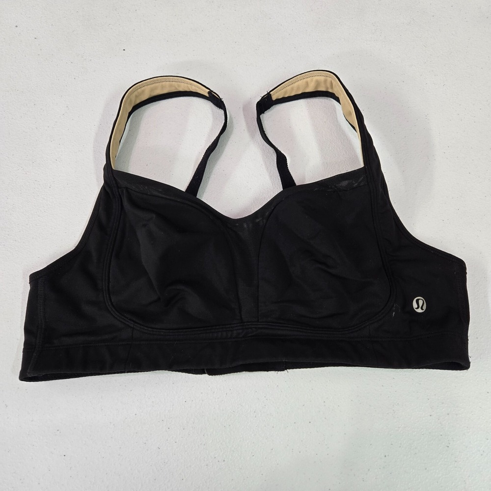 Lululemon Women Sports Bra 6 Black Ta Ta Tamer II Stretch Mesh Adjustable Straps